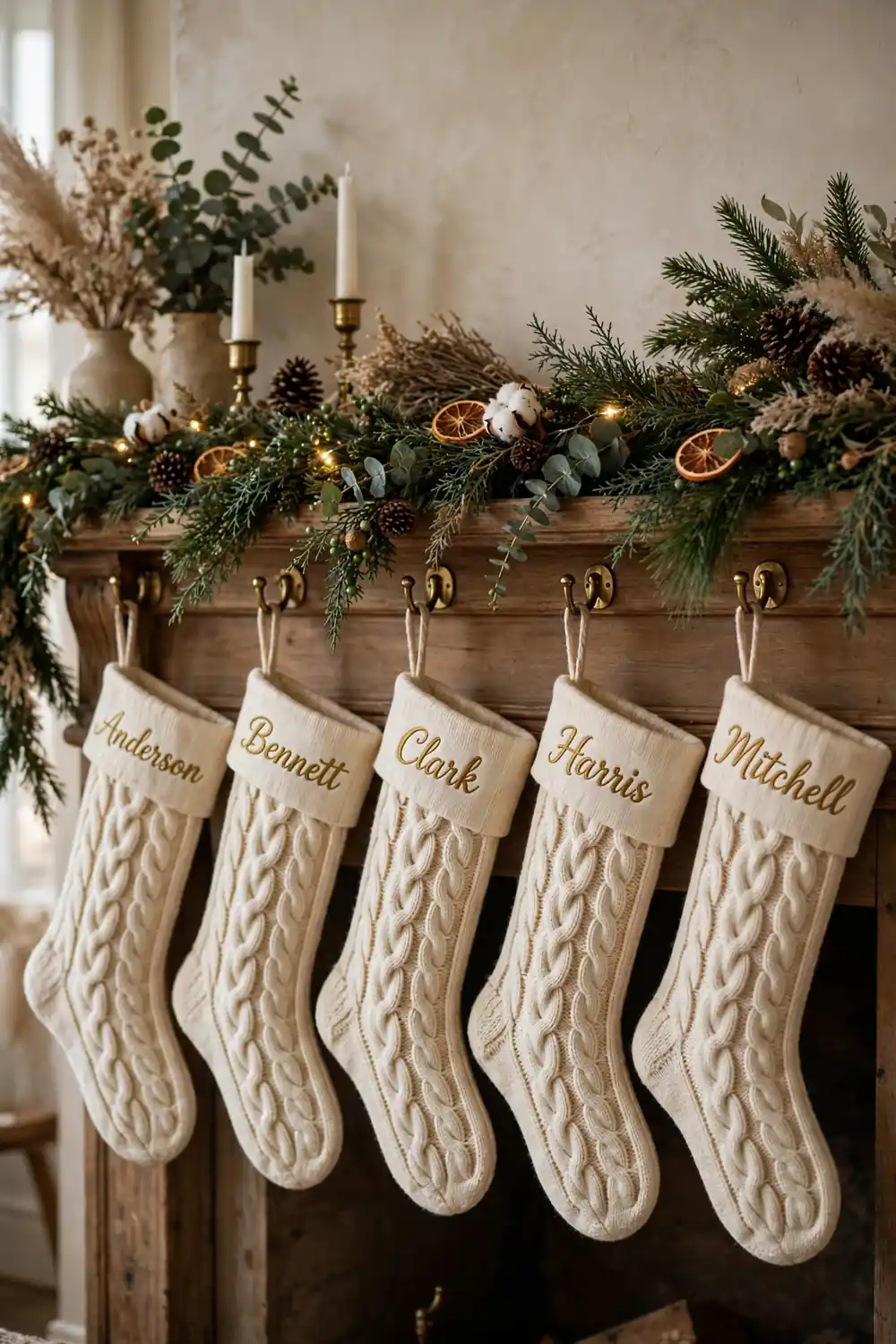 Personalized Embroidered Christmas Stocking Decor Ideas Personalized embroidered christmas stocking decor ideas with names on a mantel