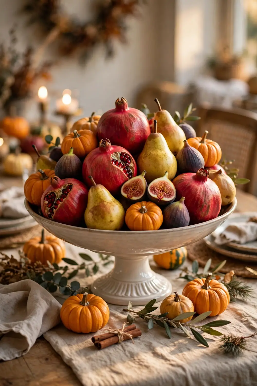 Harvest Fruit Bowl Thanksgiving Centerpiece Harvest fruit bowl centerpiece for thanksgiving dining room decor ideas