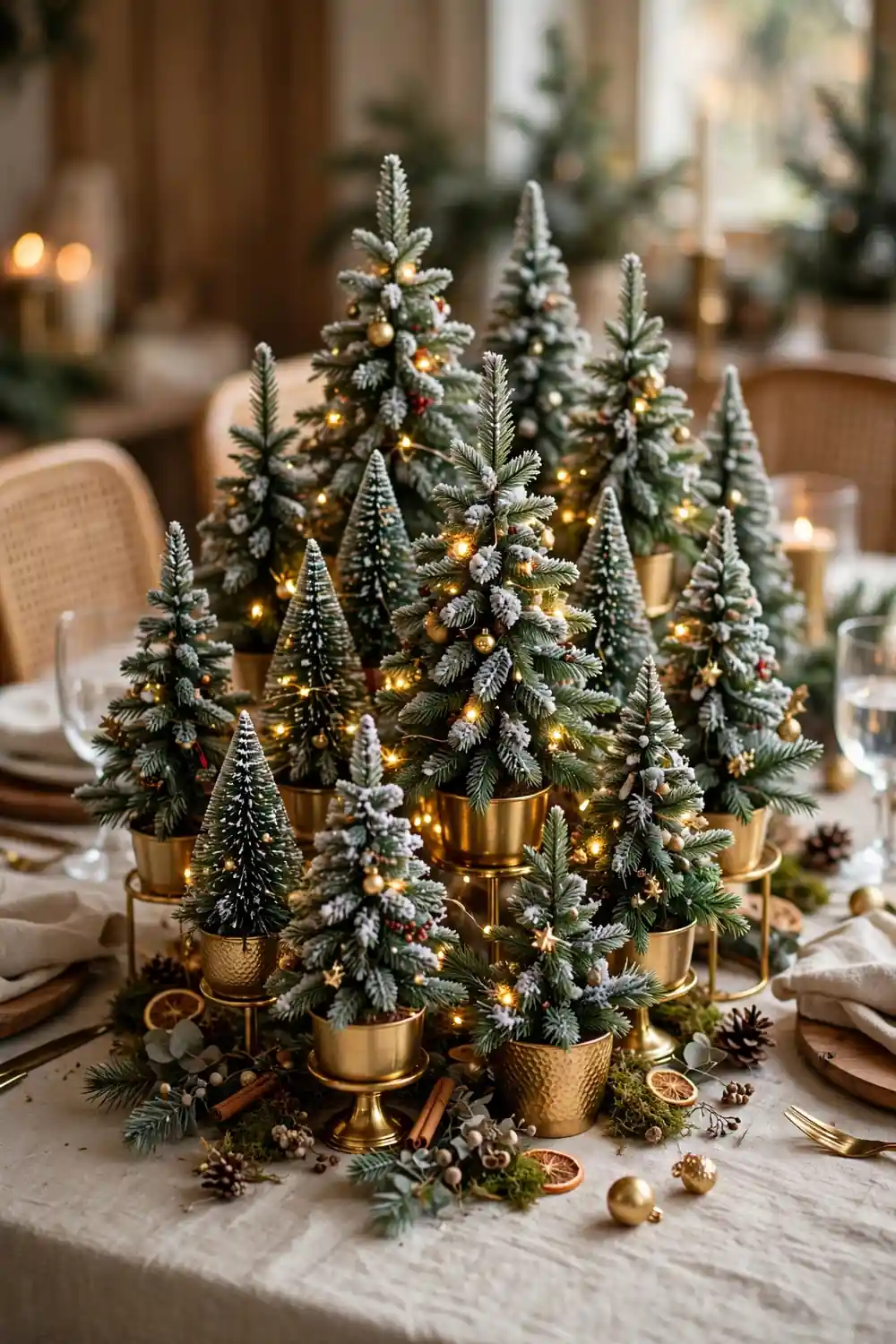 Mini Christmas Tree Forest Christmas Centerpiece Mini Christmas tree forest centerpiece, a playful christmas centerpiece idea for a holiday table