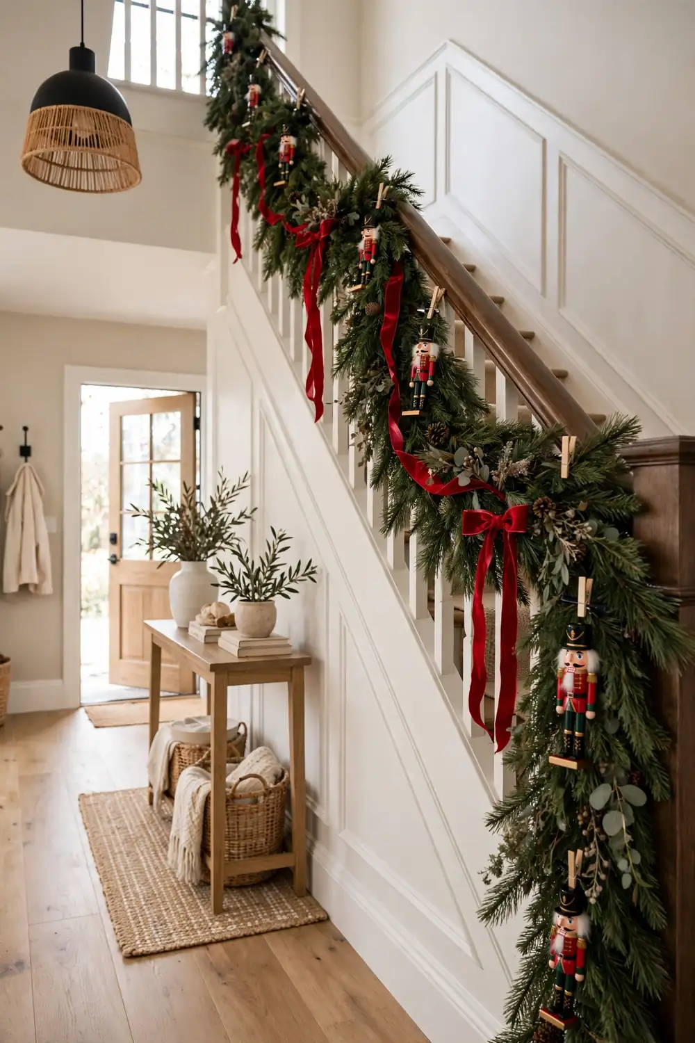 Nutcracker Staircase Garland Mini nutcracker figures clipped along a staircase garland