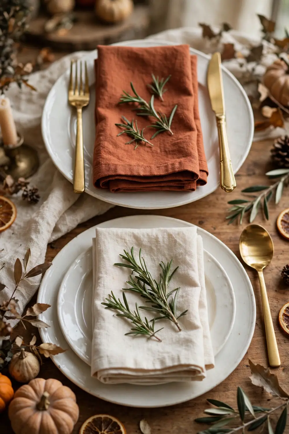 Rust and Cream Linen Napkins Thanksgiving Rust and cream linen napkins for thanksgiving dining room decor ideas