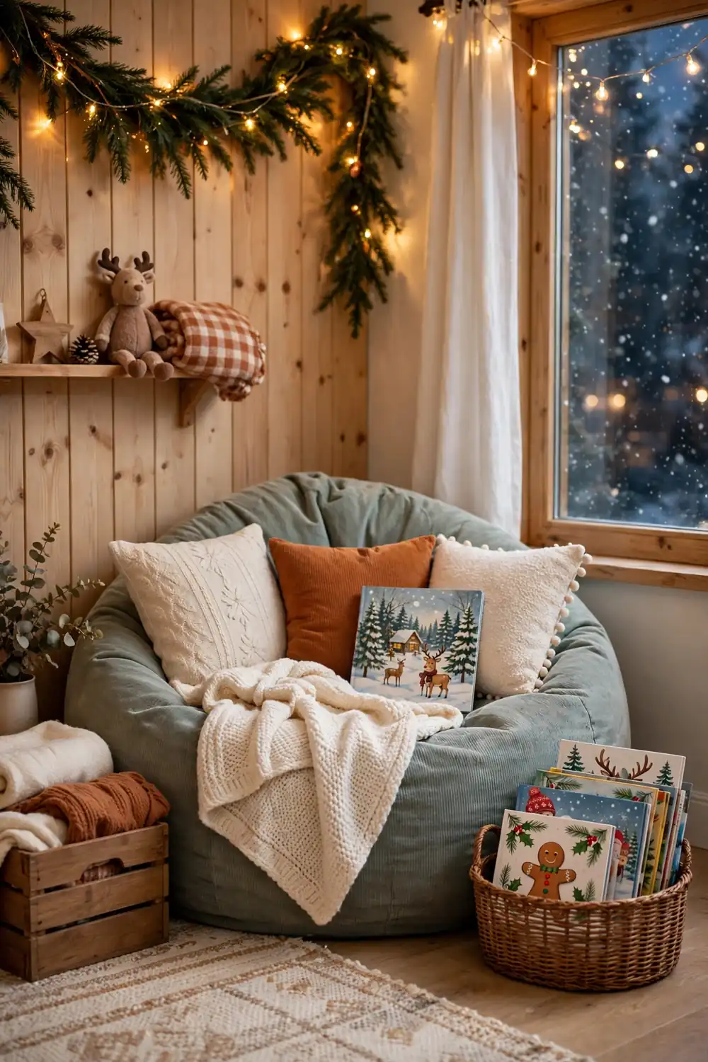 Christmas Reading Nook for Kids Christmas kids room decor ideas with a cozy reading nook and holiday books
