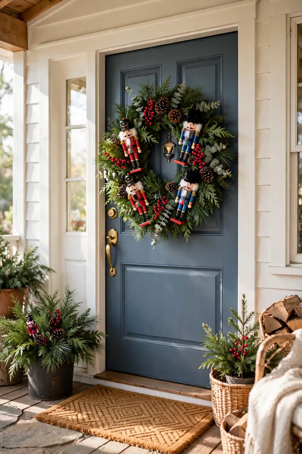 Nutcracker Soldier Wreath Christmas wreath decorated with miniature nutcracker soldiers