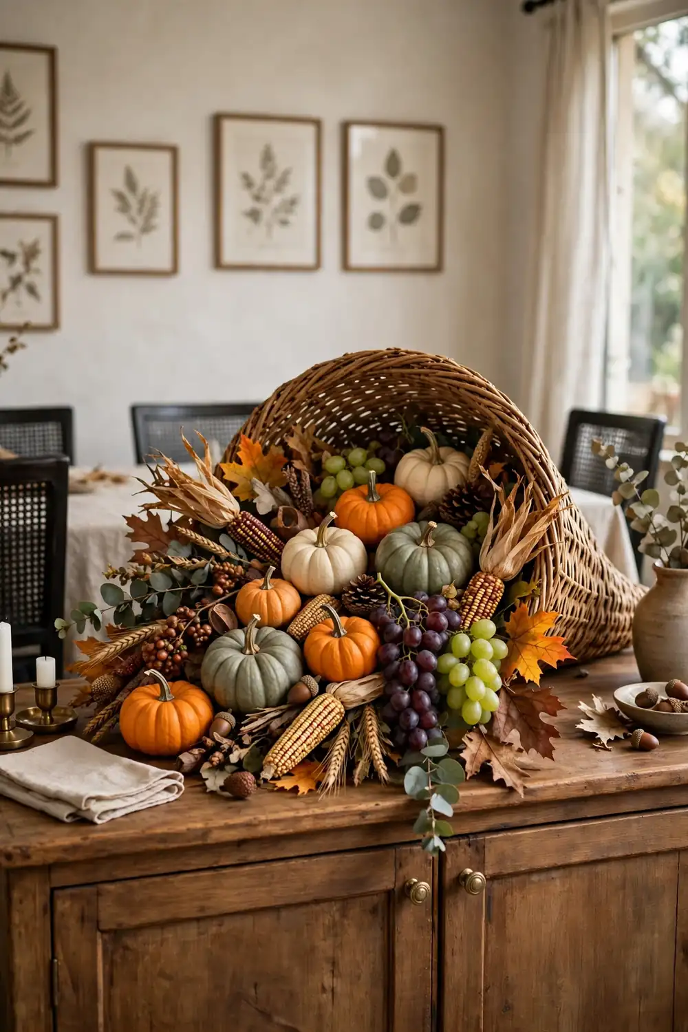 Cornucopia Abundance Display Thanksgiving Cornucopia abundance display for thanksgiving dining room decor ideas