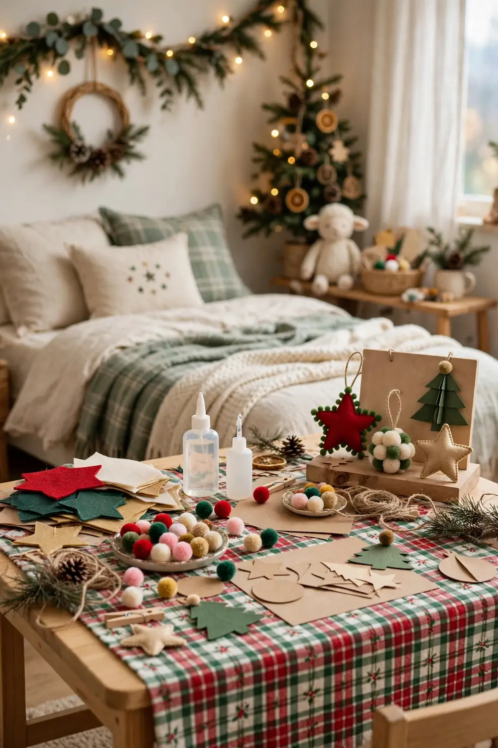 Christmas Craft Table for Kids Ornament Making Christmas kids room decor ideas with a craft table for making christmas ornaments
