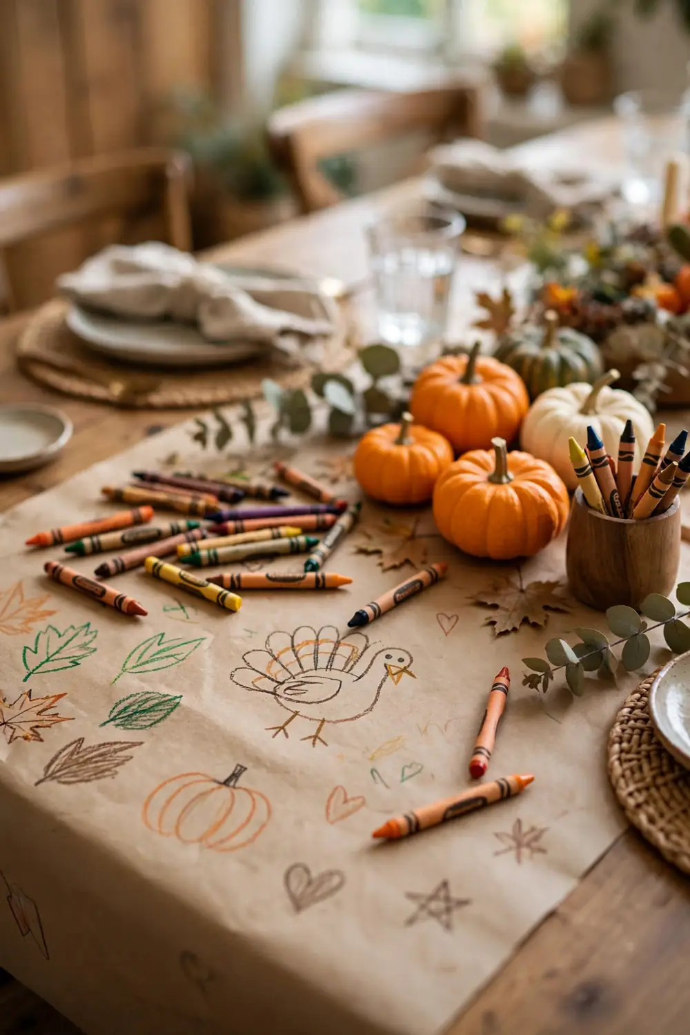 Kid Friendly Thanksgiving Table Corner Kid friendly Thanksgiving table corner for thanksgiving dining room decor ideas