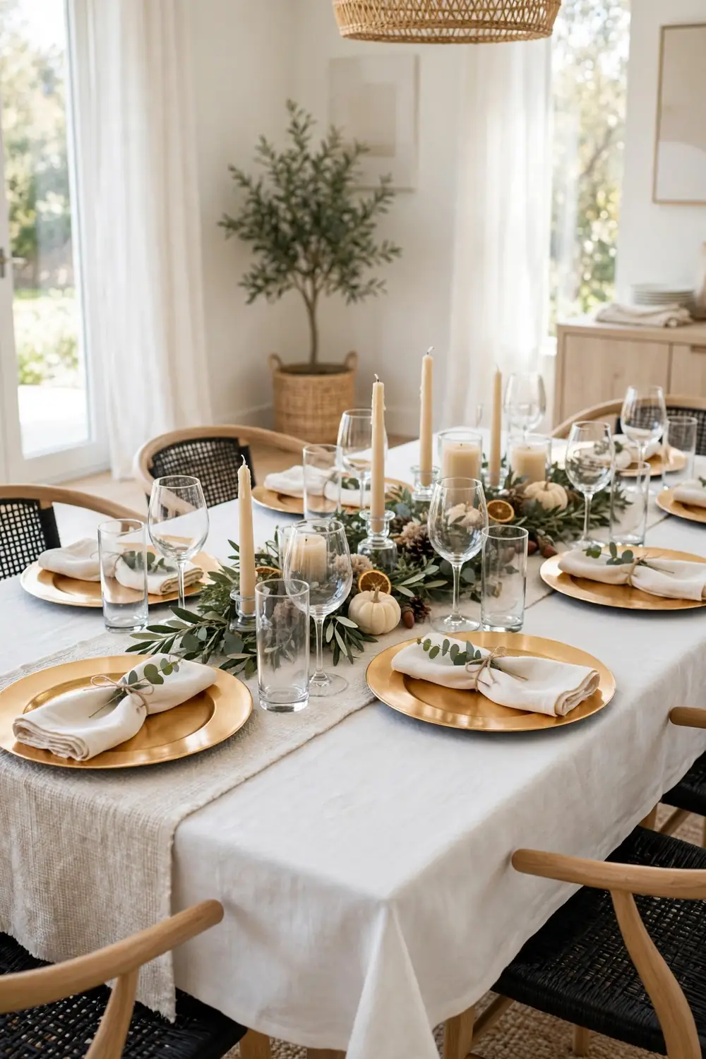 Elegant White Gold Thanksgiving Table Elegant white and gold table for thanksgiving dining room decor ideas