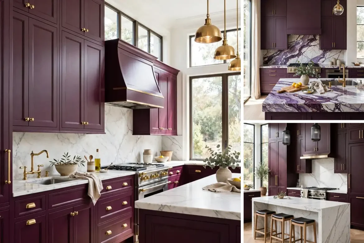 Aubergine kitchen ideas collage
