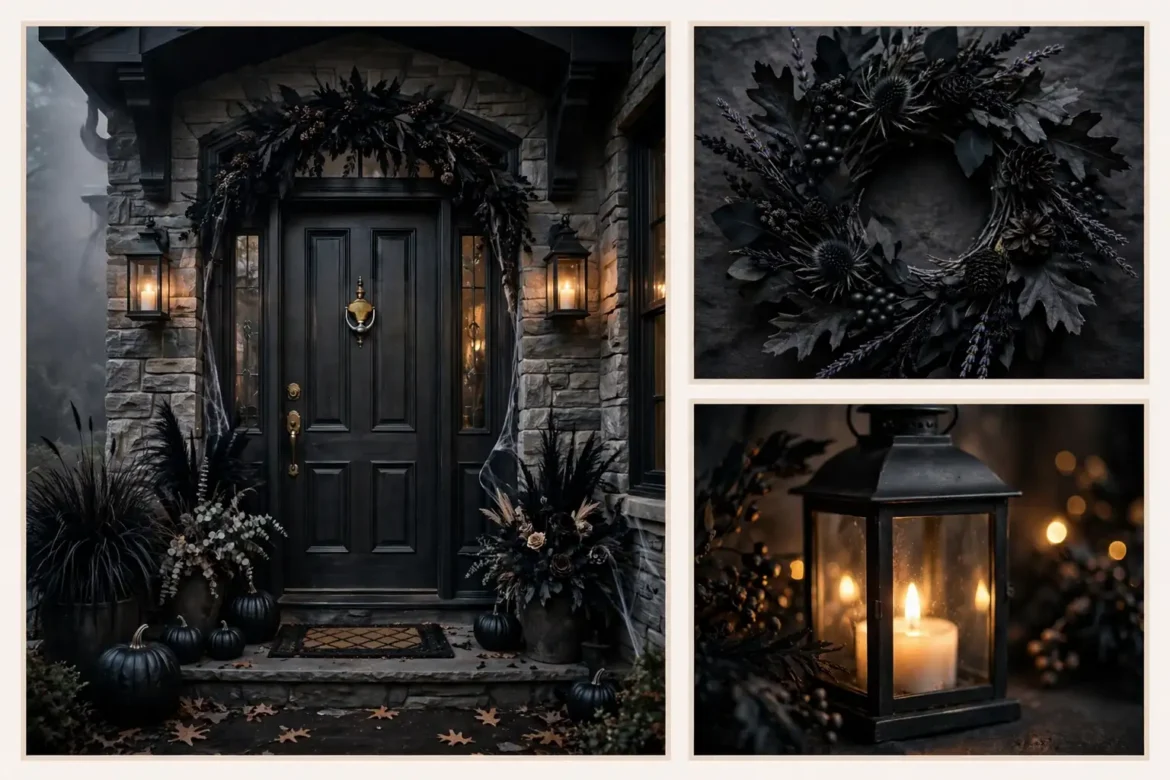 Spooky stylish Halloween entryway grid for halloween entryway decor ideas